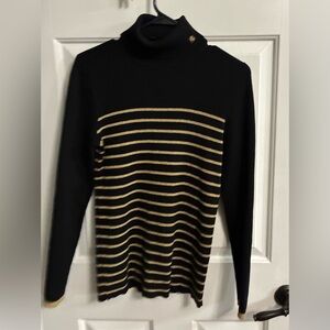 Ralph Lauren Black & Gold Striped Turtleneck Sweater